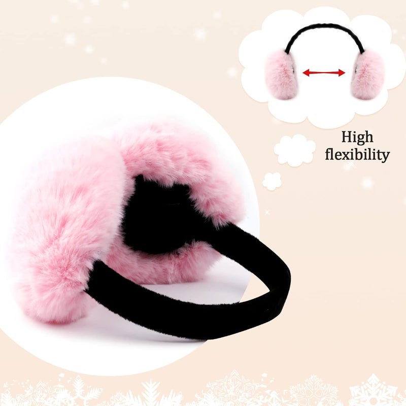FSTEOE Women Winter Ear Muffs Foldable Girl Ear Warmer Fashion Furry Earmuff Soft Ear Cover Cold Weather - Image 3